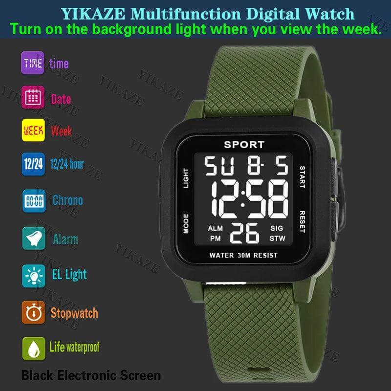 YIKAZE Men's Digital Sports Watch