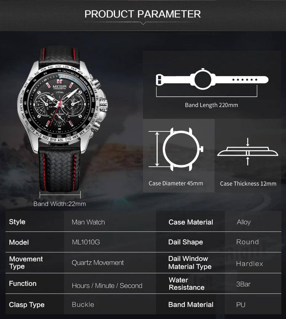 MEGIR 1010 Chronograph Wristwatch