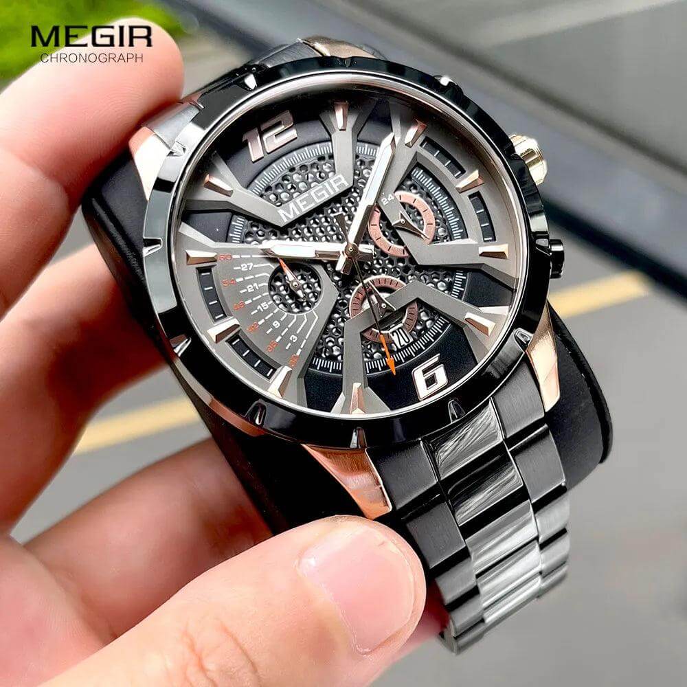 MEGIR Quartz Wristwatch - Model MS2221G-BK-1N0