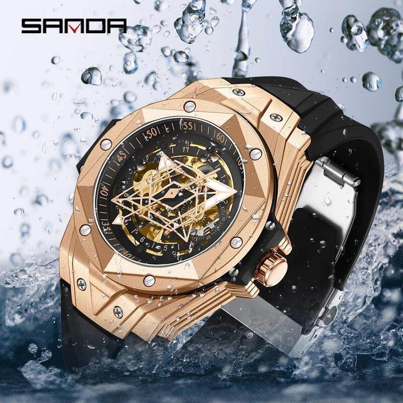 SANDA 7014 Luxury Tourbillon Men's Mechanical Watch Fashion Skeleton Automatic Clock Waterproof Sports Men's Watch Reloj Hombre