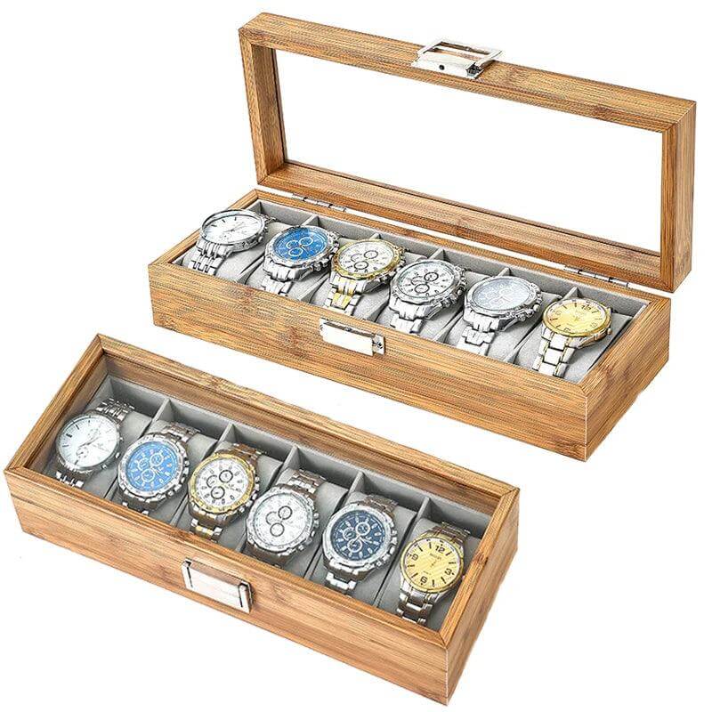 3/6/10/12 Slots Wooden Watch Collection Box Case