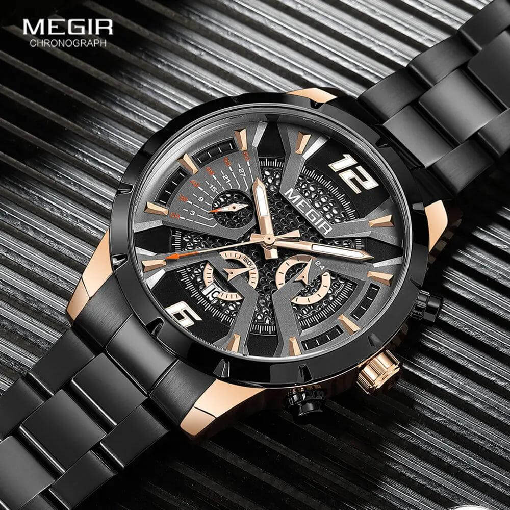 MEGIR Quartz Wristwatch - Model MS2221G-BK-1N0