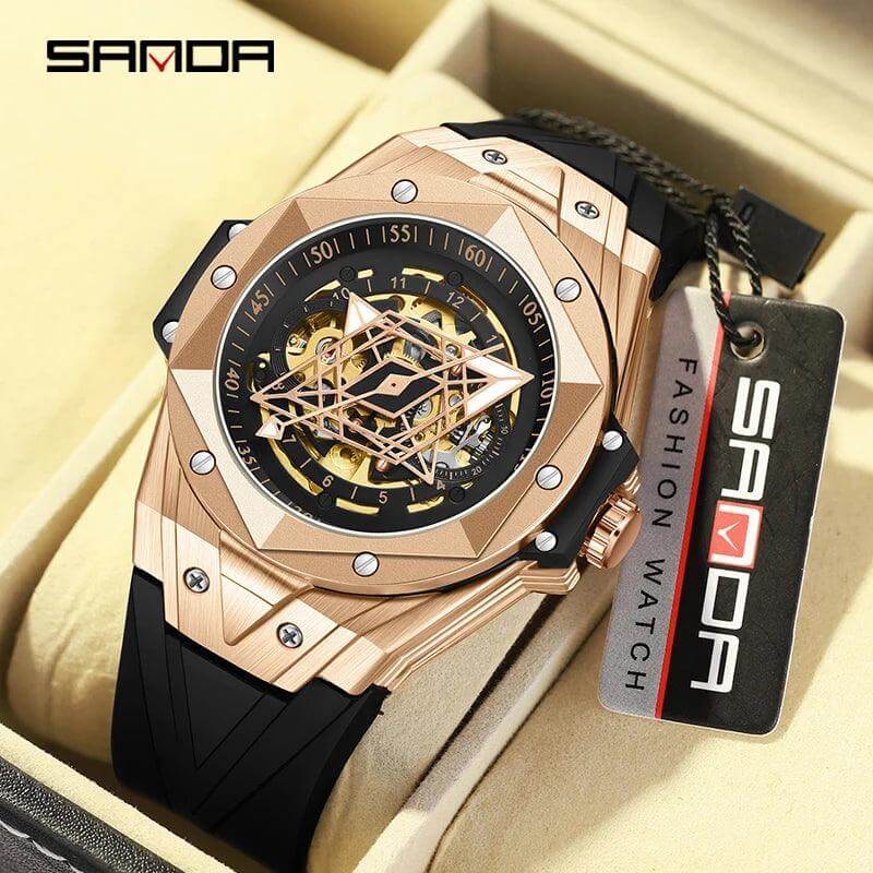 SANDA 7014 Luxury Tourbillon Men's Mechanical Watch Fashion Skeleton Automatic Clock Waterproof Sports Men's Watch Reloj Hombre