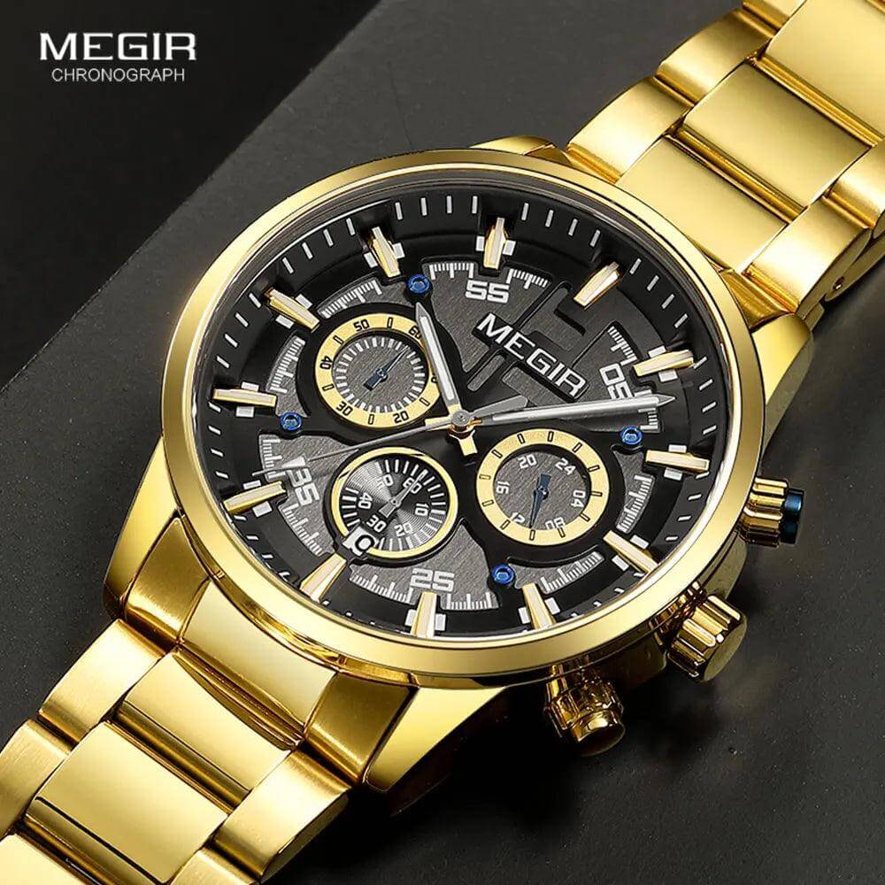 MEGIR Quartz Wristwatch - Model MS2220G-BK-1NO