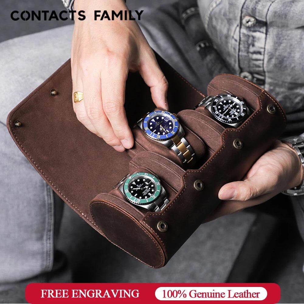 Luxury 1/2/3 Slots Watch Roll Box Leather Watch Case