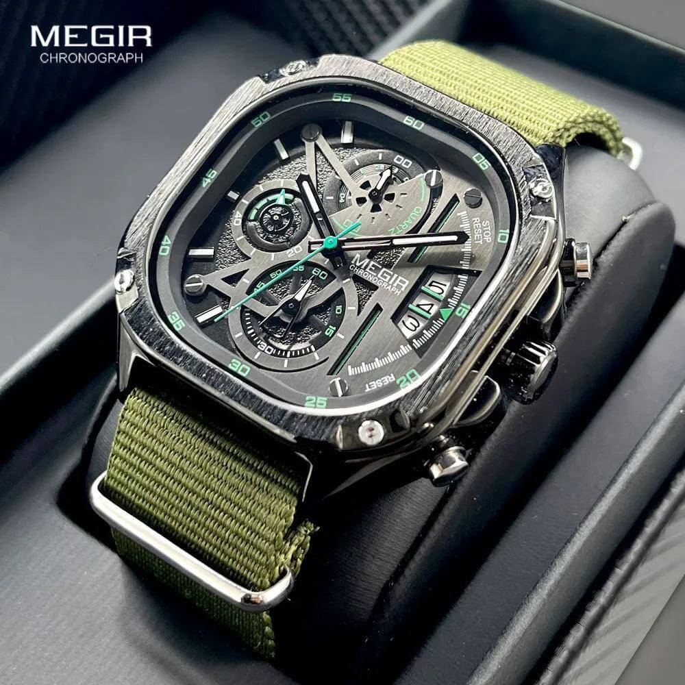 MEGIR Square Quartz Wristwatch - Model MS2217G-BK-1N9