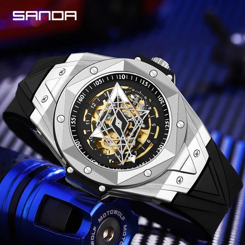 SANDA 7014 Luxury Tourbillon Men's Mechanical Watch Fashion Skeleton Automatic Clock Waterproof Sports Men's Watch Reloj Hombre