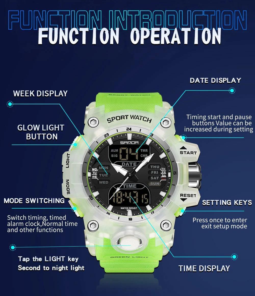 Sanda Sport Dual Display Quartz Wristwatch